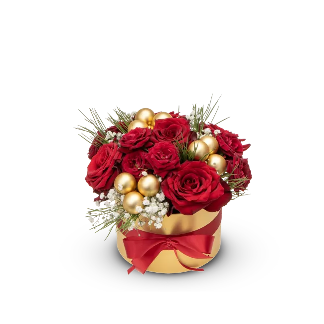 Christmas flowerbox of red roses